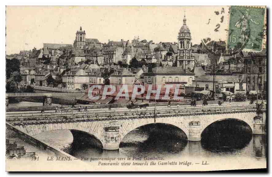 CPA Le Mans Vue panoramique le Pont Gambetta 