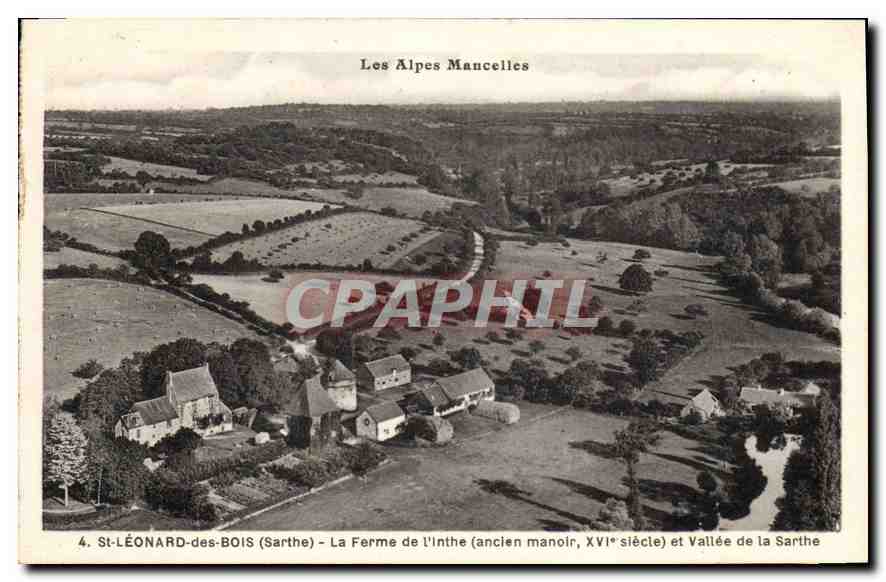 CPA St Leonard des Bois Sarthe La Ferme de l'inthe ancien manoir XVI siecle et Vallee de la Sarthe 