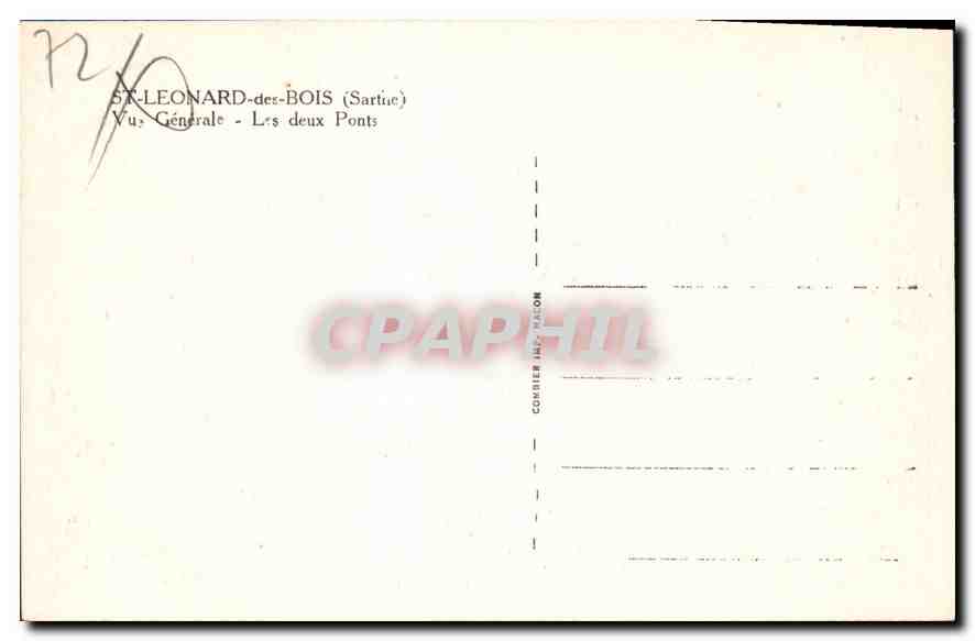 CPA St Leonard des Bois Sarthe Vue Generale Les deux Ponts  — Verso
