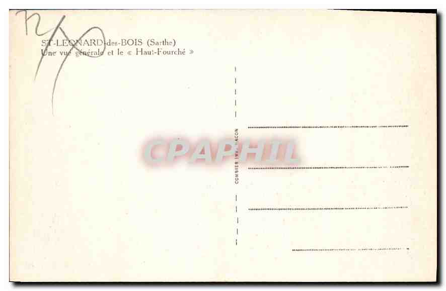 CPA St Leonard des Bois Sarthe Une vue generale et le Haut Fourche  — Verso