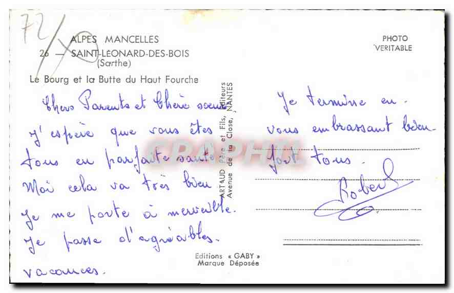 Le Bourg y la Butte du Haut Fourche — Saint-Léonard-des-Bois (Sarthe) — Ediciones Gaby — Reverso