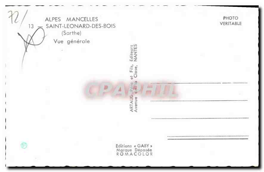 CPA Alpes Mancelles Saint Leonard des Bois Sarthe Vue generale  — Rückseite