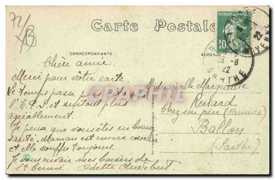 Les Alpes Mancelles - St-Léonard-des-Bois - Le coin des Touristes — J. Bouveret, Ch. Châtel St. Le coin — Verso