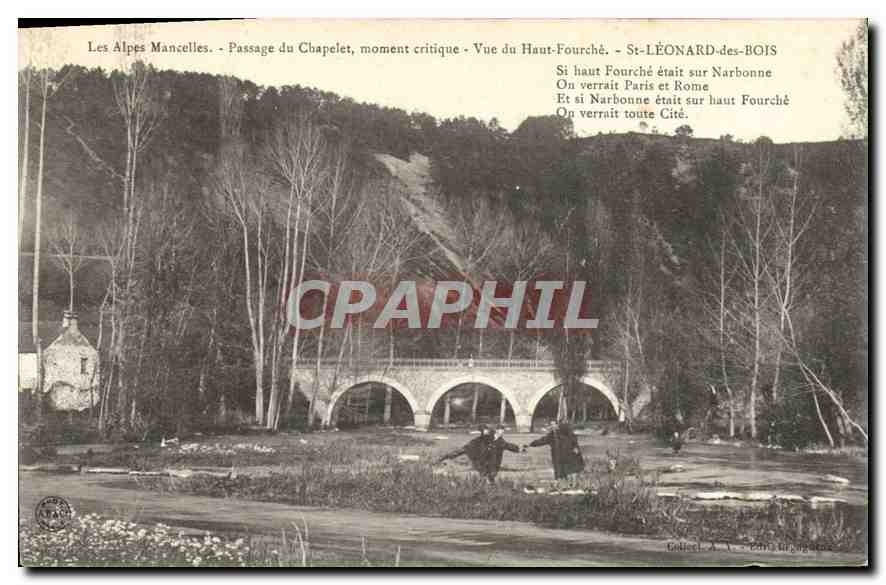 CPA Les Alpes Mancelles Passage du Chapelet moment critique Vue du Haut Fourche St Leonard des Bois 