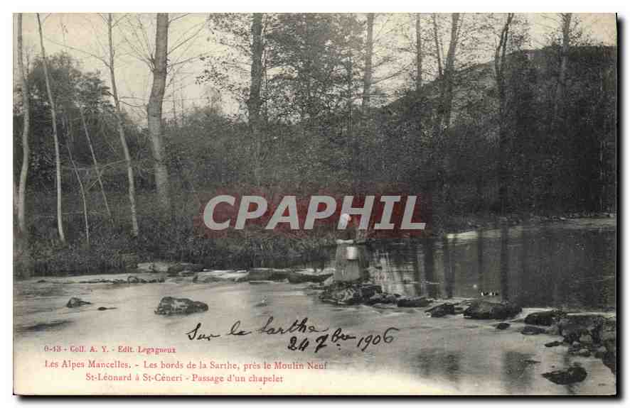 Les Alpes Mancellos - Les bords de la Sarthe, près le Moulin Neuf - St-Léonard à St-Céneri - Passage d'un chapelet