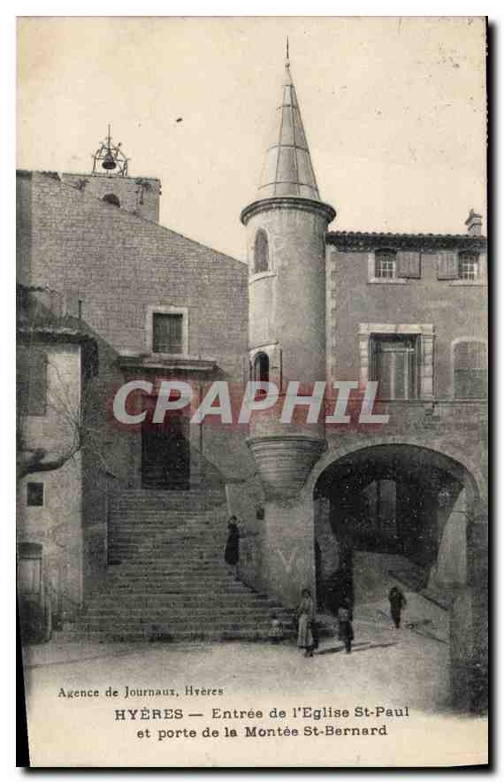 Hyères — Entrée de l'Église St-Paul et porte de la Montée St-Bernard — Agence de Journaux, Hyères