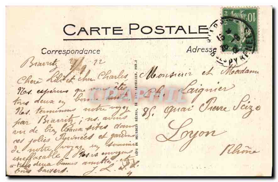CPA Biarritz Le Rocher de la Vierge  — Verso