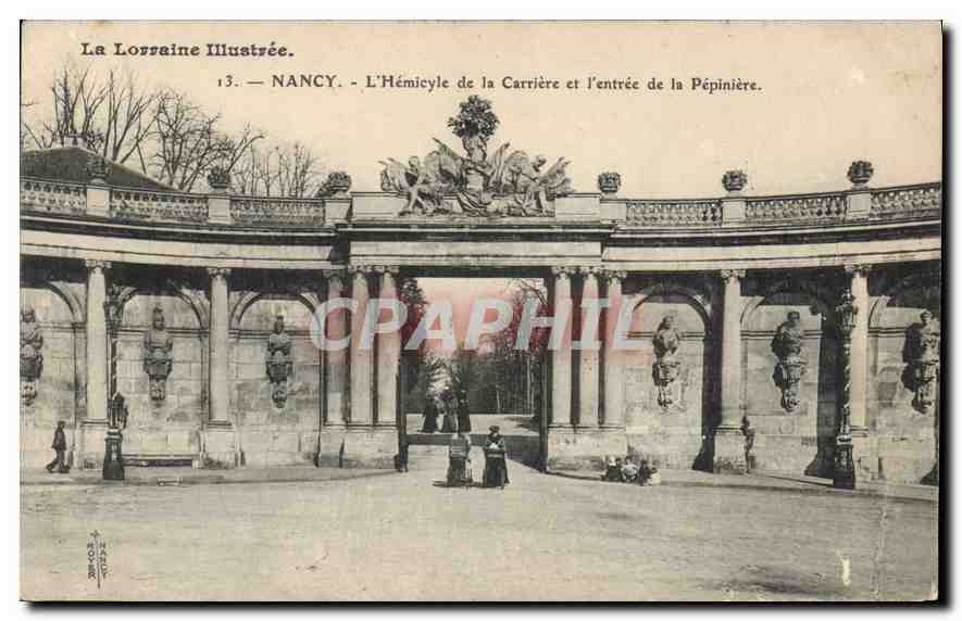 NANCY — L'Hémicycle de la Carrière et l'entrée de la Pépinière — La Lorraine Illustrée, n°13