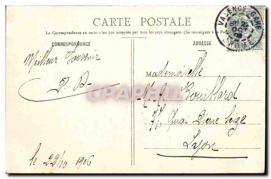 Valence - Parc Jouvet — Collection P. Payrouze, Valence — Rückseite