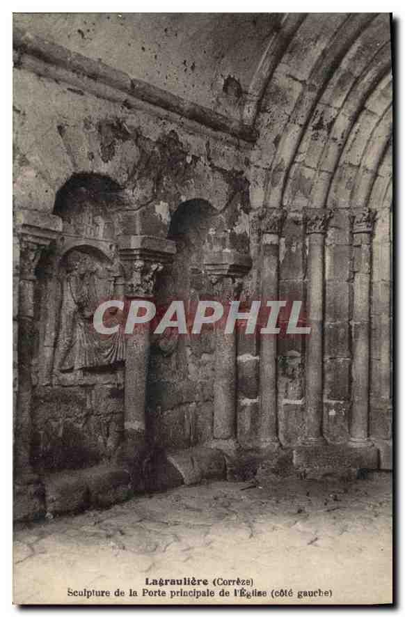 CPA Lagrauliere Correze Sculpture de la Porte principale de l'Eglise cote gauche 