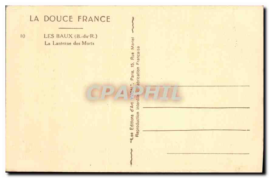 Les Baux-du-Rouergue — La Lanterne des Morts — Éditions d'Art 'Von' n°10 — Verso