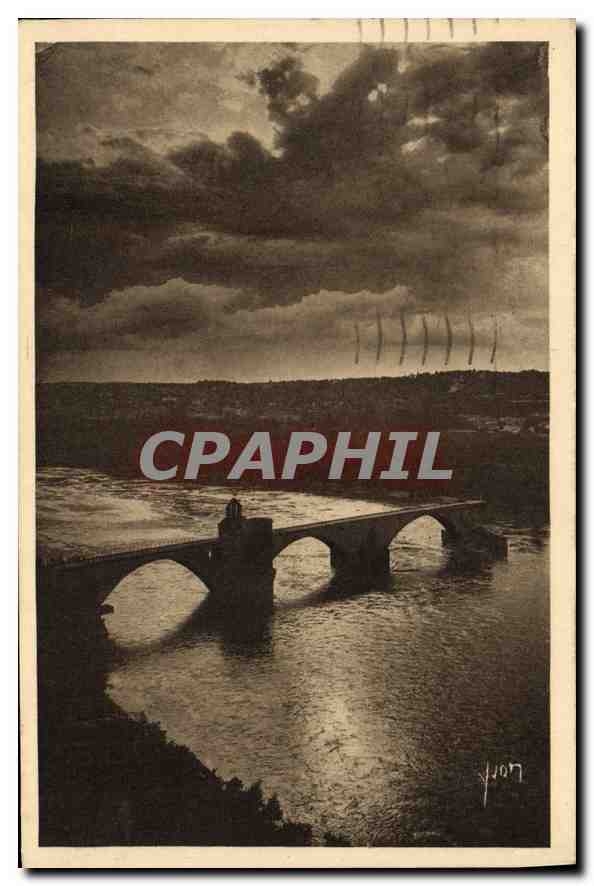 Crépuseule sur le pont St-Bénézet et le Rhône — Avignon — Éditions d'Art Lyon