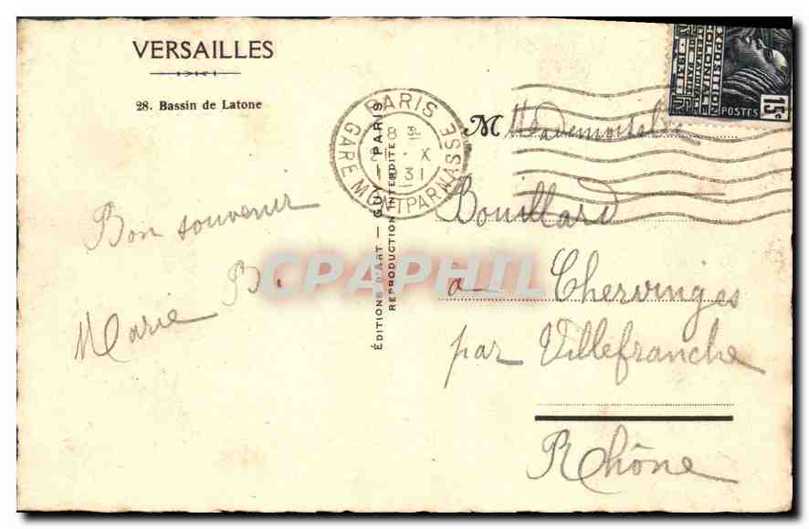 CPA Versailles Bassin de Latone  — Verso