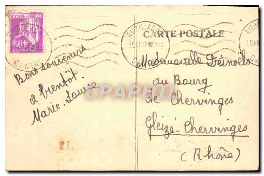 CPA L'Auvergne Cantal 662 Vallee de Mandailles Le Puy Griou  — Rückseite
