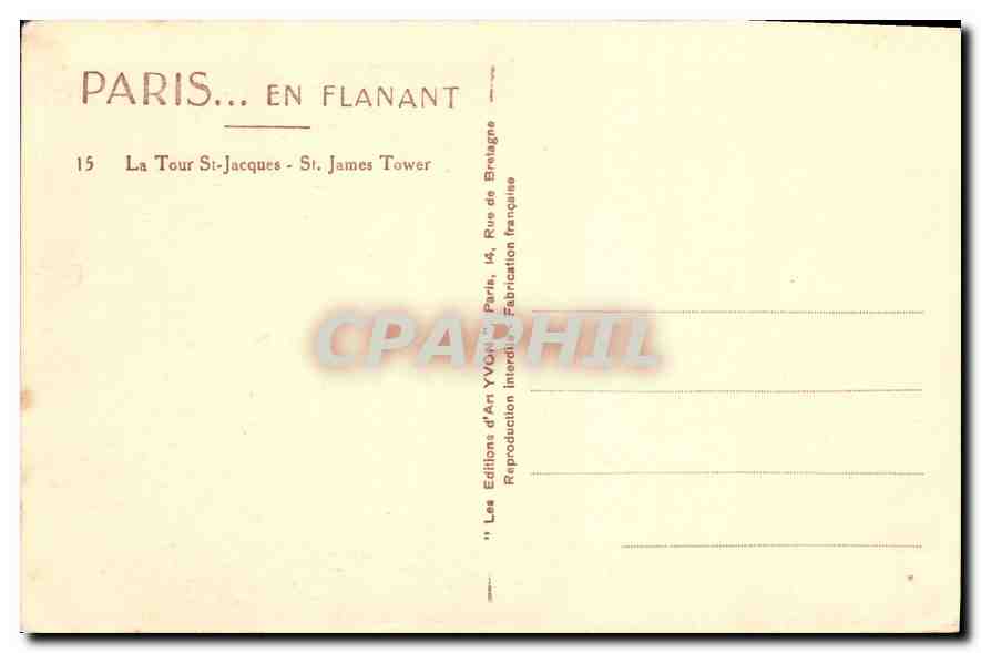 CPA Paris En Flanant La Tour St Jacques  — Rückseite