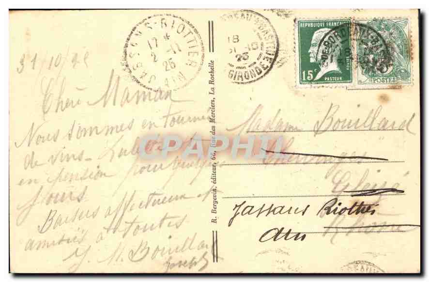 CPA Bordeaux Porte de la Grosse Cloche  — Verso