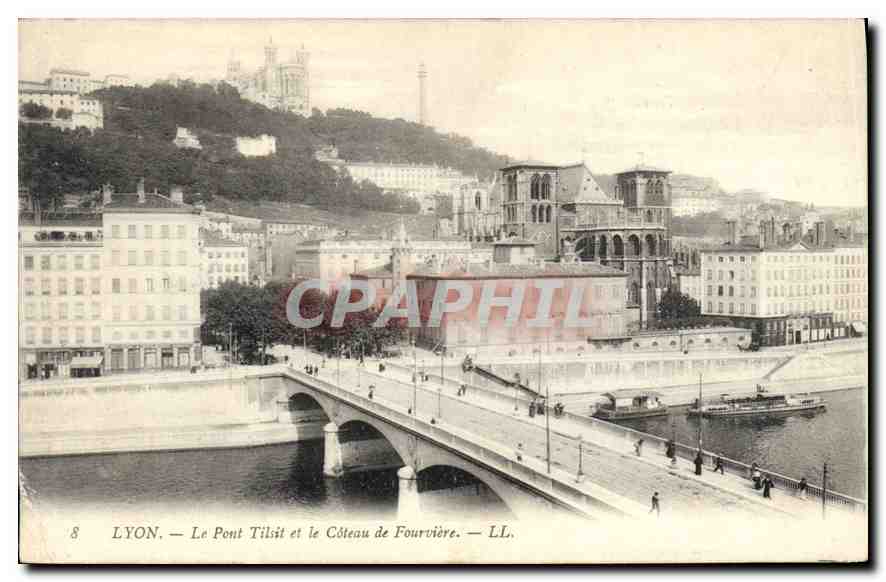 CPA Lyon Le Pont Tilsit et le Coteau de Fourviere 