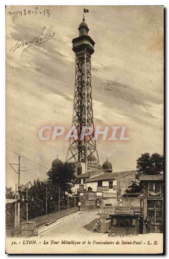 CPA Lyon La Tour Metallique et le Funiculaire de Saint Paul 