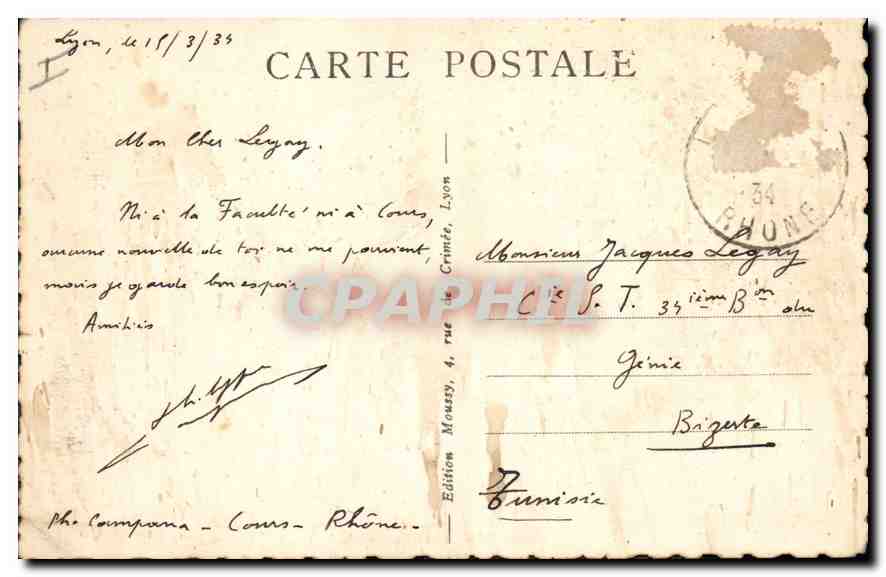 CPA Lyon Artistique Abside de ND de Fourviere  — Verso
