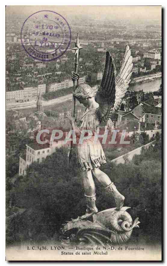 CPA Lyon Basilique de ND de Fourviere Statue de Saint Michel 