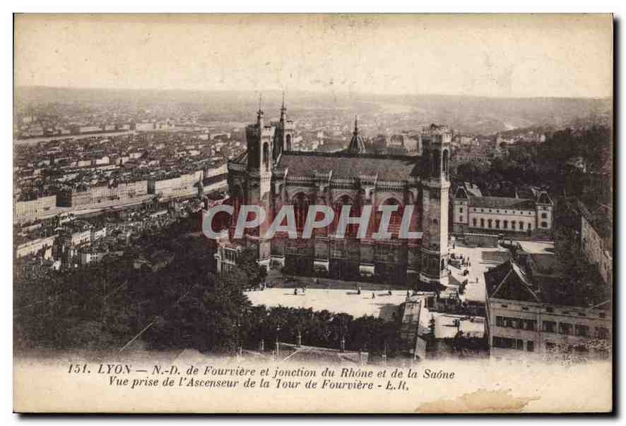 CPA Lyon ND de Fourviere et jonction du Rhone et de la Saone 