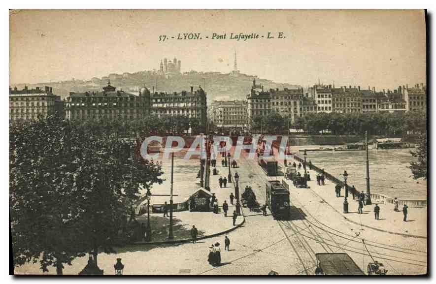CPA Lyon Pont Lafayette Tramway