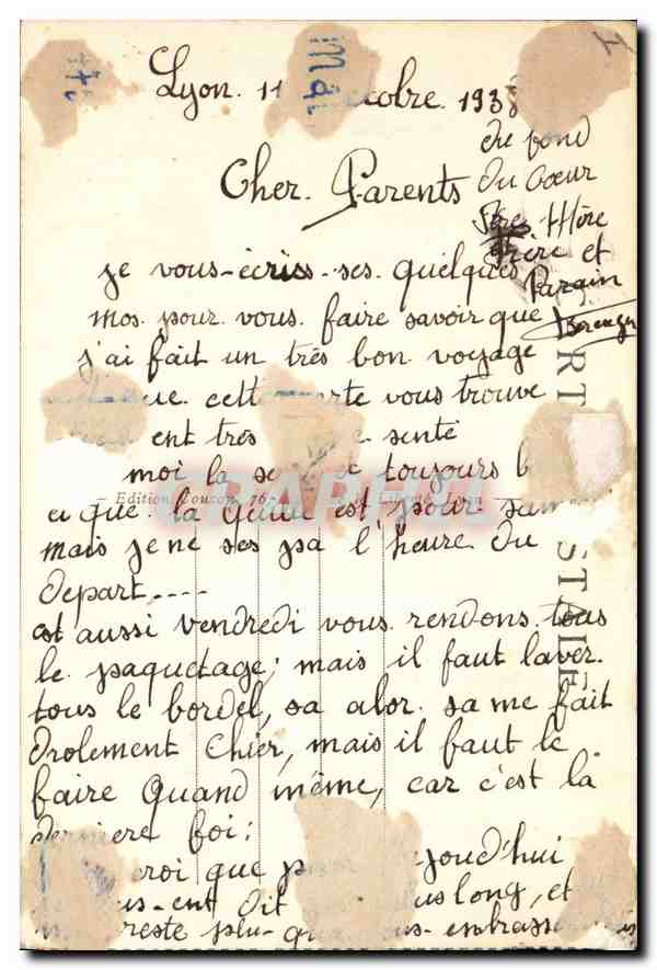 CPA Lyon Pont de l'Universite Tramways Byrrh — Verso