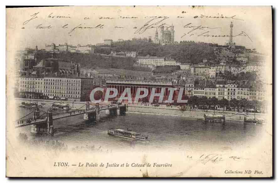 CPA Lyon Le Palais de Justice et le Coteau de Fourviere 