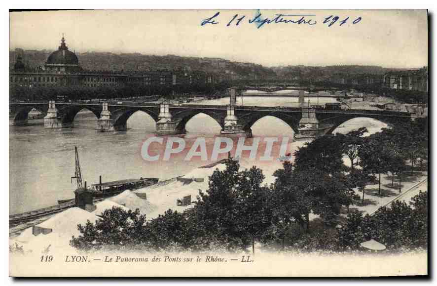 LYON — Le Panorama des Ponts sur le Rhône — LL. — n° 119