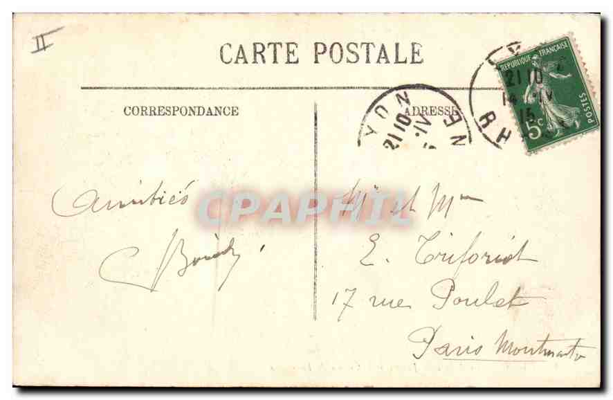 CPA Lyon Le Palais de Justice et le Coteau de Fourviere  — Verso