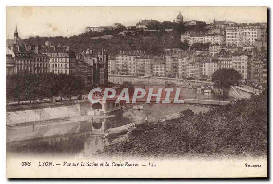 CPA Lyon Vue sur la Saone et la Croix Rousse 