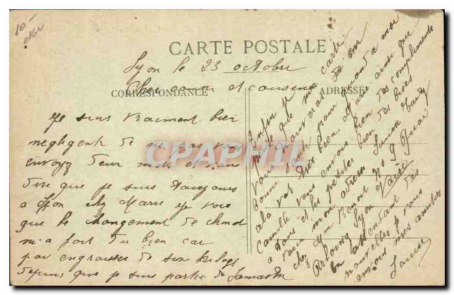 CPA Lyon Fontaine Bartholdi  — Verso