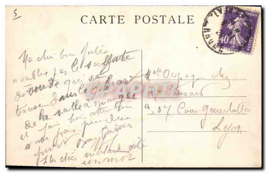 CPA Lyon l'Hotel de Ville  — Rückseite