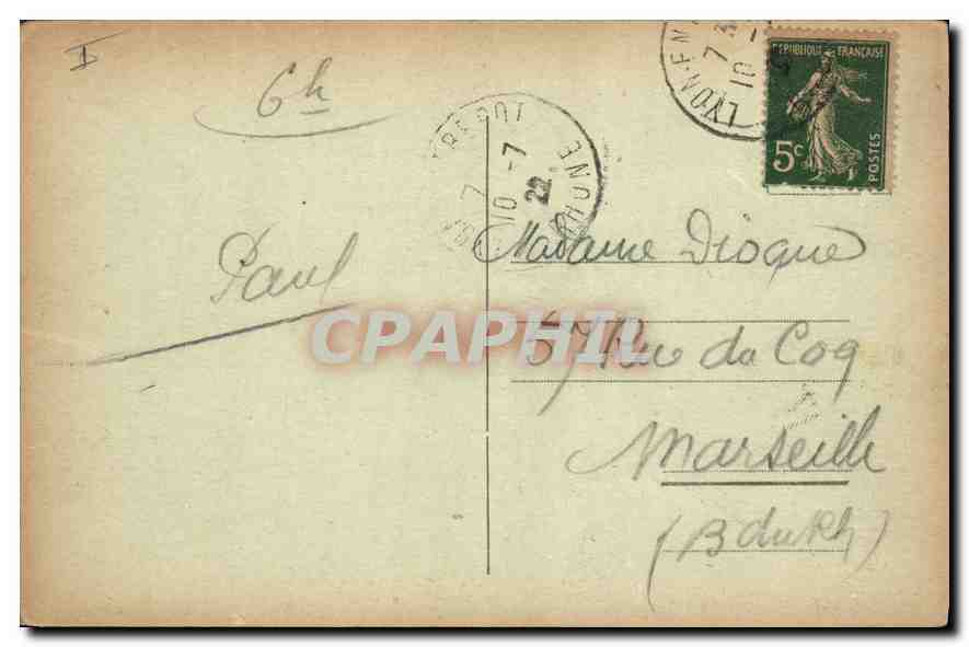 CPA Lyon Fontaine Bartholdi  — Verso