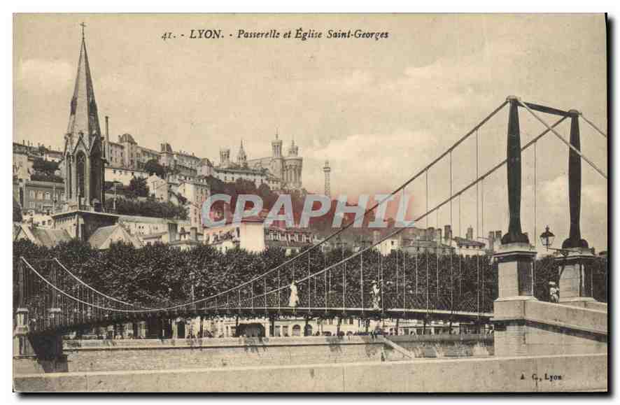 CPA Lyon Passerelle et Eglise Saint Georges 