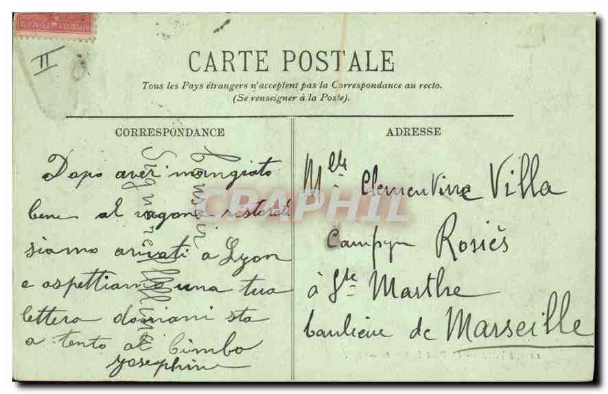 CPA Lyon Le Pont Lafayette Tramway — Verso