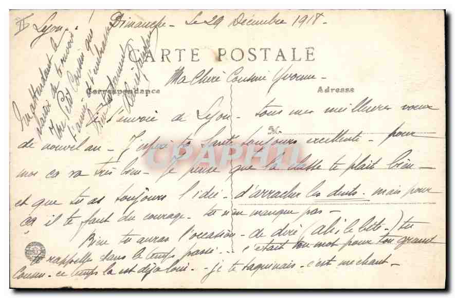 CPA Lyon Le Pont Tilsitt et coteau de Fourviere  — Verso
