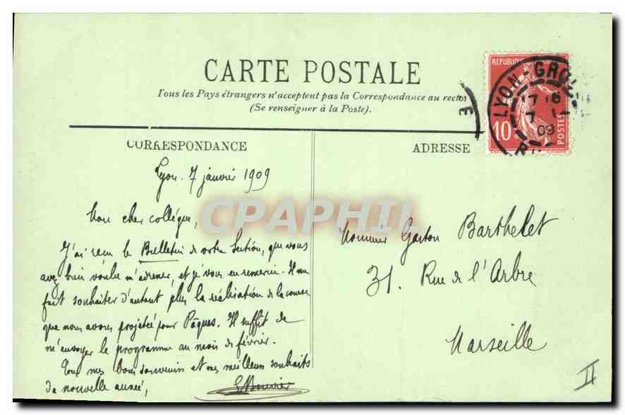 CPA Lyon  — Verso