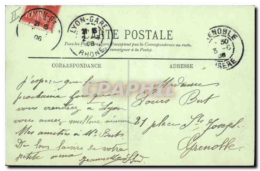 CPA Lyon Vue vers la Croix Rousse  — Verso