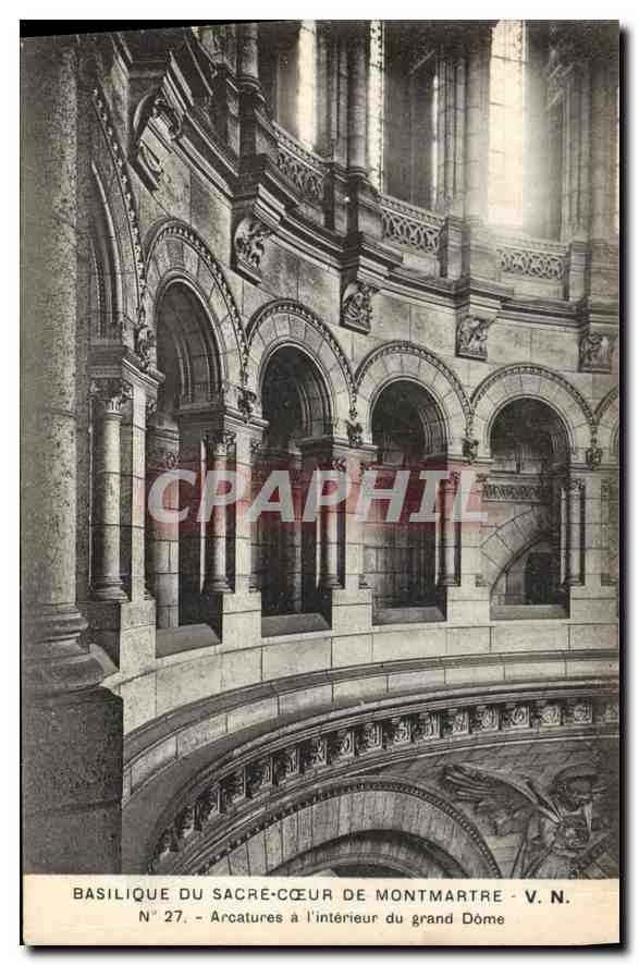 CPA Basilique du Sacre Coeur de Montmartre Arcatures a l'interieur du grand dome