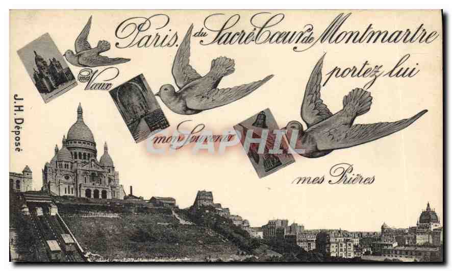 CPA Paris du Sacre Coeur de Montmartre Hirondelles Oiseaux