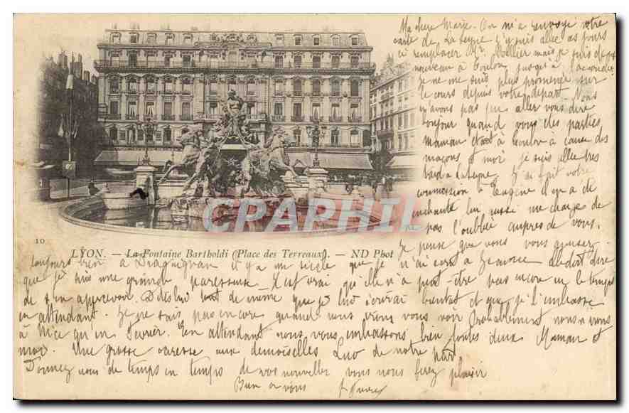 CPA Lyon La Fontaine Bartholdi Place des Terreaux 
