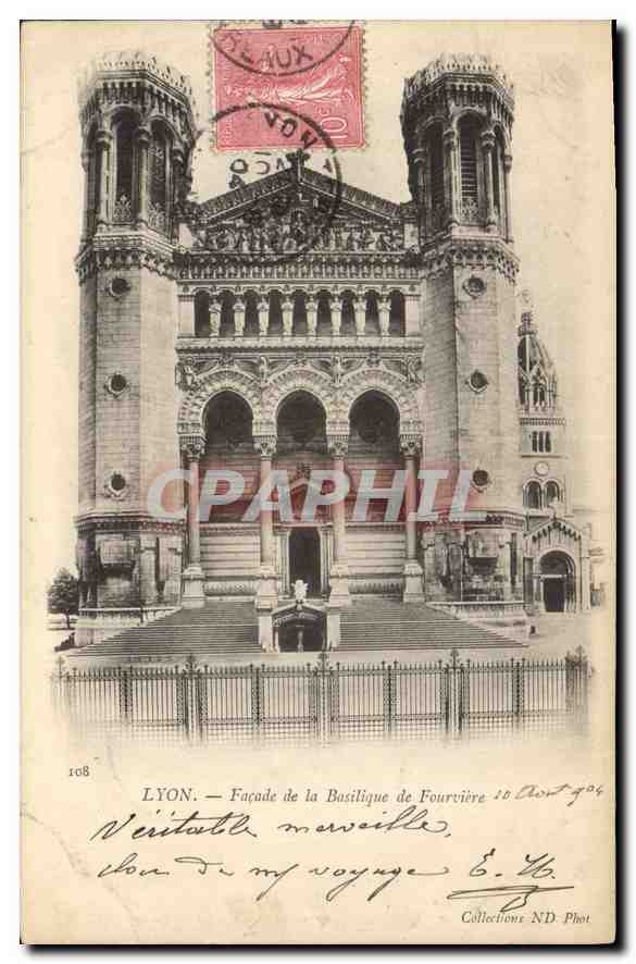 CPA Lyon Facade de la Basilique de Fourviere 