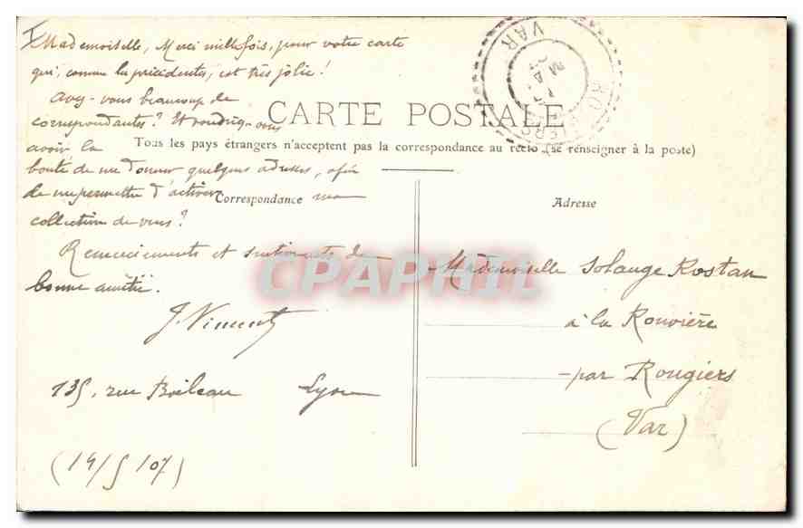 CPA Lyon Eglise Saint Nizier  — Verso