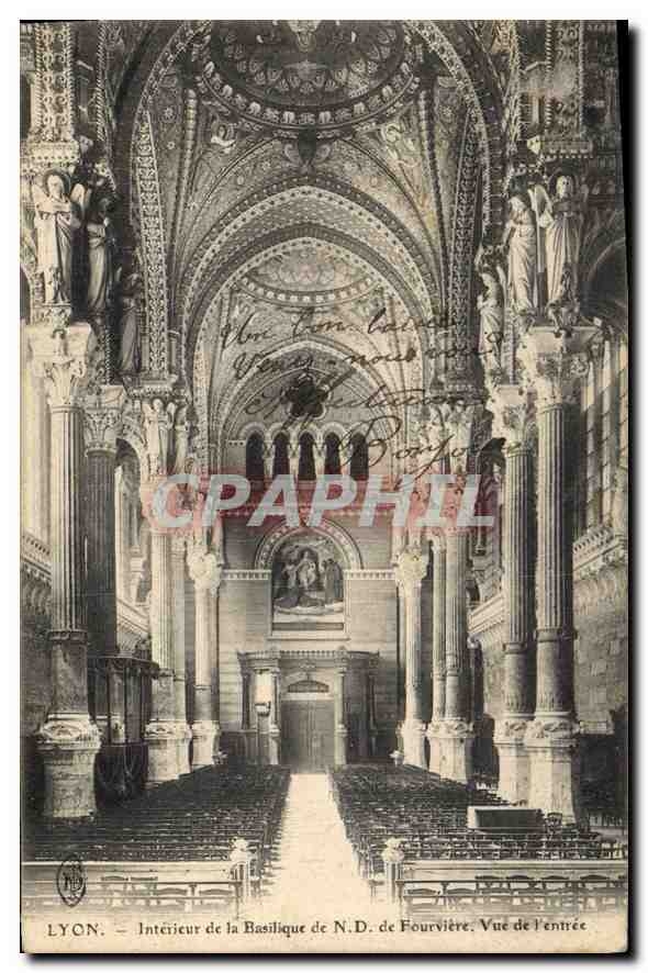 CPA Lyon Interieur de la Basilique de ND de Fourviere Vue de l'entree 