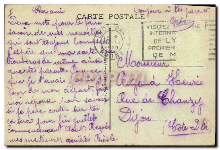 CPA Lyon Fourviere et le Pont du Change  — Rückseite