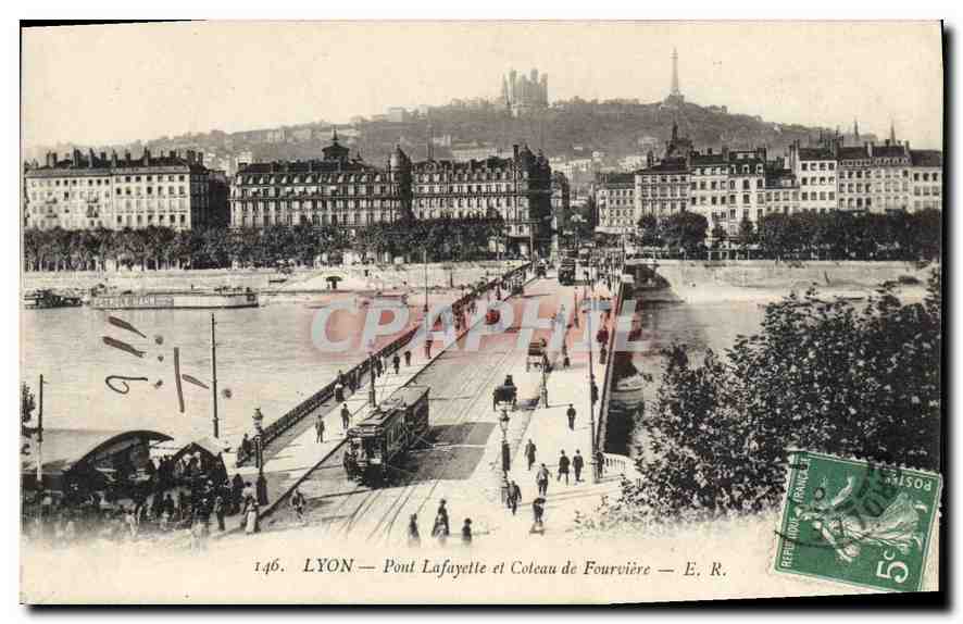 LYON — Pont Lafayette et Coteau de Fourvière — E. R.
