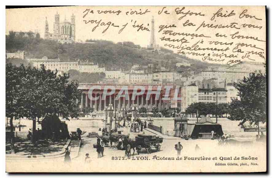 CPA Lyon Coteau de Fourviere et Quai de Saone 