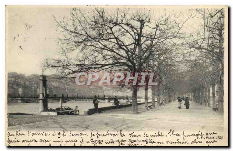 Lyon — Quai des Brotteaux — vue du Rhône avec promeneurs