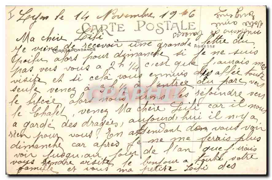 CPA Lyon Fontaine Bartholdi  — Verso